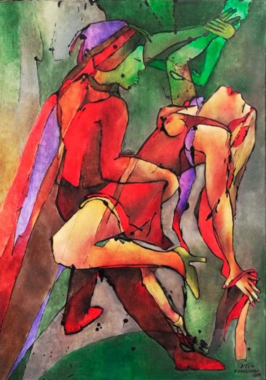 Painting titled "Tango 4" by Margalit (Malgorzata Krasucka), Original Art, Oil
