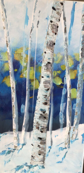 Pintura intitulada "Winter Birches-cana…" por Margaret Allen, Obras de arte originais, Acrílico