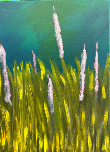 Painting titled "Bulrushes" by Margaret Allen, Original Artwork, Acrylic