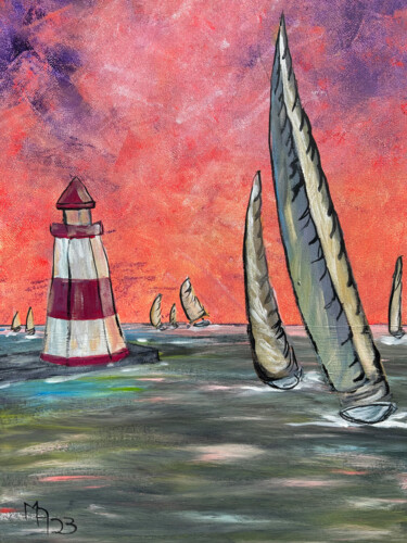 Malarstwo zatytułowany „Sunset Sail” autorstwa Margaret Allen, Oryginalna praca, Akryl