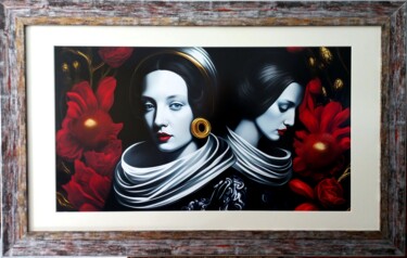 Painting titled "COMPROMISE" by Margaret Petrovska, Original Artwork, AI generated image Mounted on Wood Stretcher frame