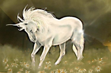 Painting titled "Almost a Unicorn" by Margaret Zita Coughlan, Original Artwork, Oil