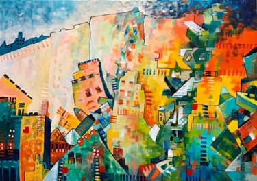 Painting titled "Colours of my town,…" by Margarita Ado, Original Artwork, Acrylic