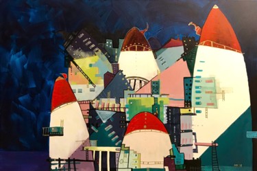 Painting titled "4 towers" by Margarita Ado, Original Artwork, Acrylic