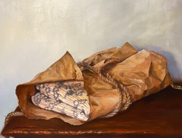 Картина под названием "The Package from Th…" - Margarita Ado, Подлинное произведение искусства, Масло