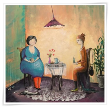 Painting titled "Tea time" by Margarita Ado, Original Artwork, Acrylic
