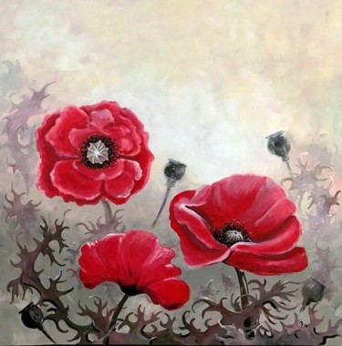 Malerei mit dem Titel "Poppies_De pavot" von Margarita Ado, Original-Kunstwerk, Acryl