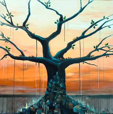 Painting titled "Family tree" by Margarita Ado, Original Artwork, Acrylic