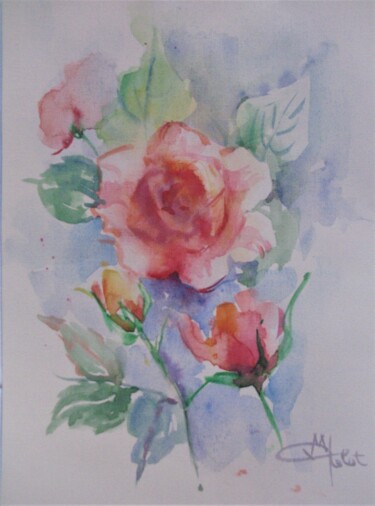 Painting titled "Roses - inspiration" by Margarita Okołot, Original Artwork, Watercolor