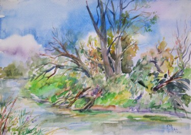 Painting titled "Watercolor Landscap…" by Margarita Okołot, Original Artwork, Watercolor