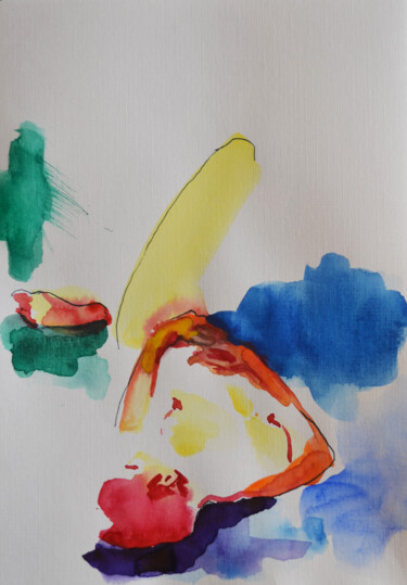 Malerei mit dem Titel "Nude watercolor 0001" von Margarita Felis, Original-Kunstwerk, Aquarell