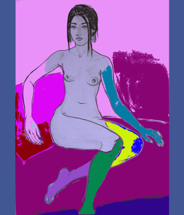 Grafika cyfrowa / sztuka generowana cyfrowo zatytułowany „Nude07 print” autorstwa Margarita Felis, Oryginalna praca, 2D prac…