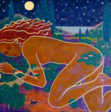 Painting titled "Night dream" by Margarita Felis, Original Artwork, Oil