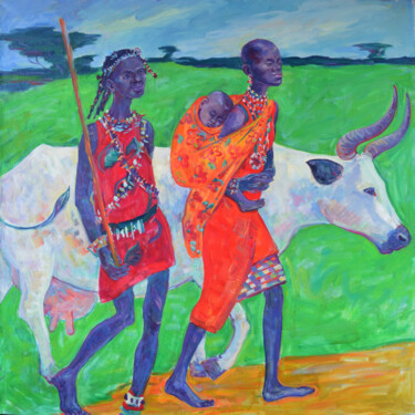 Painting titled "Masai" by Margarita Felis, Original Artwork, Oil