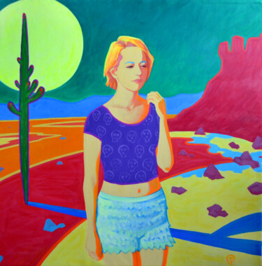 Painting titled "In a desert" by Margarita Felis, Original Artwork, Acrylic