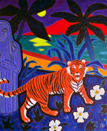 Painting titled "Tiger" by Margarita Felis, Original Artwork, Acrylic