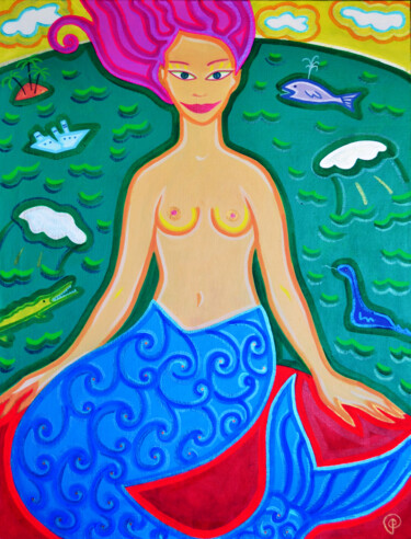 Painting titled "Mermaid" by Margarita Felis, Original Artwork, Acrylic