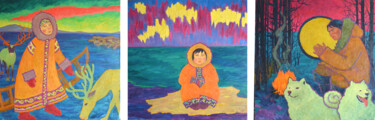 Картина под названием "Northern people, tr…" - Margarita Felis, Подлинное произведение искусства, Масло