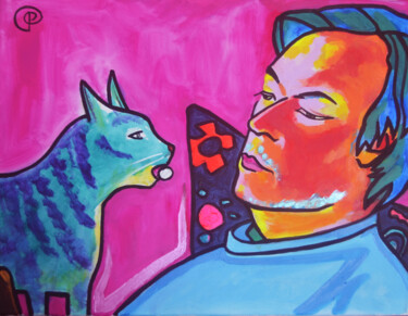 Pintura titulada "Man and cat" por Margarita Felis, Obra de arte original, Acrílico