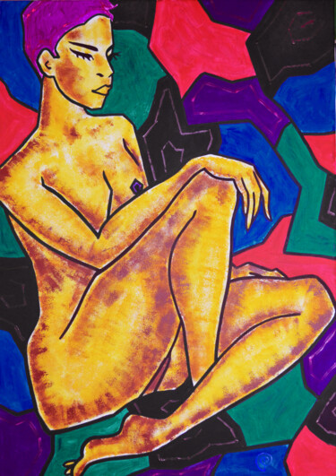 Painting titled "Nude 0003" by Margarita Felis, Original Artwork, Acrylic