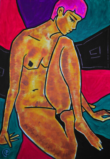 Schilderij getiteld "Nude a0005" door Margarita Felis, Origineel Kunstwerk, Acryl