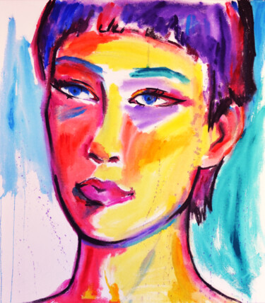 Painting titled "Face, Victoria" by Margarita Felis, Original Artwork, Acrylic