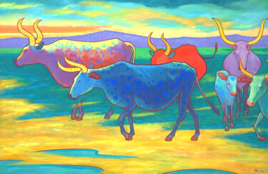 Pintura intitulada "Cows" por Margarita Felis, Obras de arte originais, Acrílico