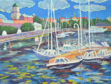 绘画 标题为“Boats in Vyborg” 由Margarita Felis, 原创艺术品, 油