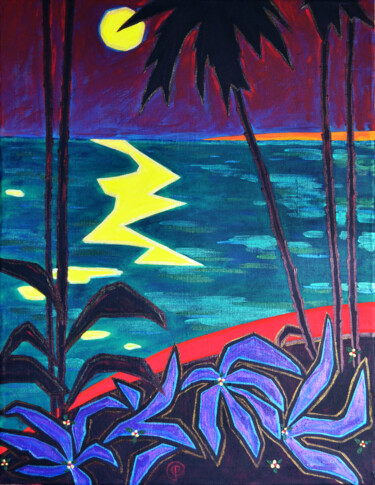 Schilderij getiteld "Tropical landscape" door Margarita Felis, Origineel Kunstwerk, Acryl