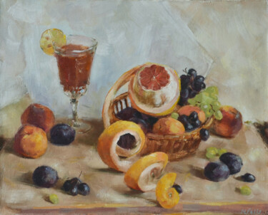 Painting titled "Still life with a g…" by Margarita Felis, Original Artwork, Oil