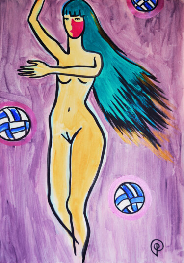 Painting titled "Nude 001" by Margarita Felis, Original Artwork, Acrylic
