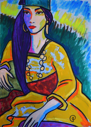 Peinture intitulée "Oriental woman" par Margarita Felis, Œuvre d'art originale, Acrylique