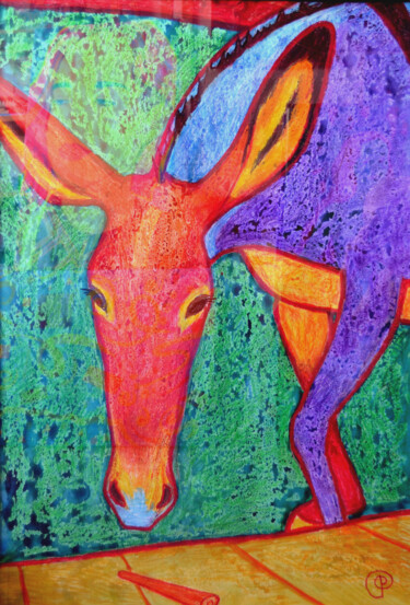 Schilderij getiteld "Donkey" door Margarita Felis, Origineel Kunstwerk, Was