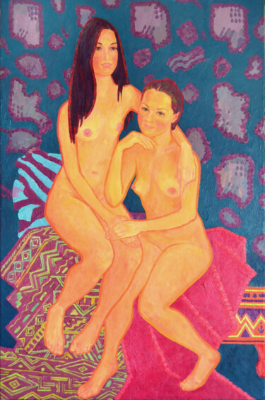 Peinture intitulée "Double nude" par Margarita Felis, Œuvre d'art originale, Huile
