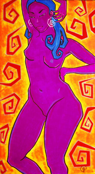 Pintura titulada "Nude with earrings" por Margarita Felis, Obra de arte original, Acrílico