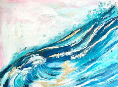 Painting titled "Energy of the sea" by Margarita Glambert, Original Artwork, Acrylic Mounted on Wood Stretcher frame