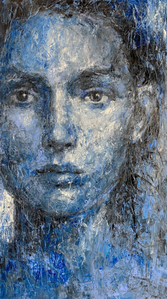 제목이 "Blue moon birch"인 미술작품 Margarita Ivanova로, 원작, 기름 나무 들것 프레임에 장착됨