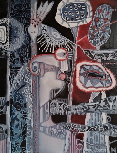 Картина под названием "The bird is in my h…" - Margarita Malinovskaya, Подлинное произведение искусства, Масло