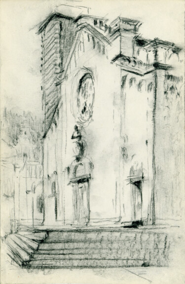 Dessin intitulée "Cathedral Duomo di…" par Margarita Simonova, Œuvre d'art originale, Fusain