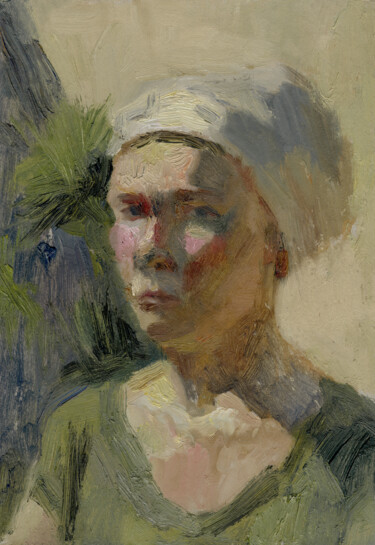 Painting titled "Woman with turban" by Margarita Simonova, Original Artwork, Oil