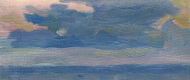 Painting titled "A cloud over the sea" by Margarita Simonova, Original Artwork, Oil