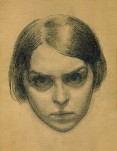 Drawing titled "Portrait 3" by Margarita Simonova, Original Artwork, Charcoal