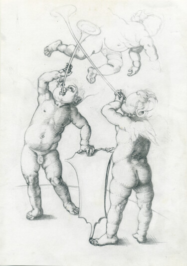 Desenho intitulada "Copy Of Durer's Eng…" por Margarita Simonova, Obras de arte originais, Lápis