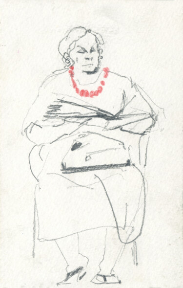 Drawing titled "Italian old lady" by Margarita Simonova, Original Artwork, Pencil