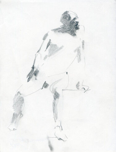 Desenho intitulada "Sitting man" por Margarita Simonova, Obras de arte originais, Lápis