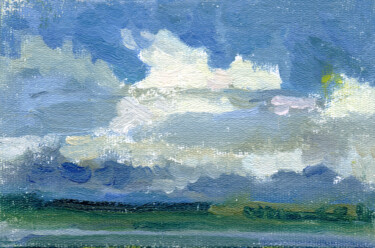 Painting titled "Cloudy day" by Margarita Simonova, Original Artwork, Oil