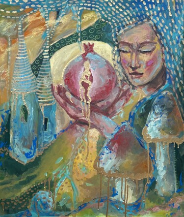Pintura intitulada "Oil painting "Pomeg…" por Margarita Smirnova Kvintessa, Obras de arte originais, Óleo