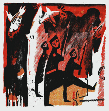 Gravures & estampes intitulée "Red like a square -…" par Margarita Suliaeva, Œuvre d'art originale, Lithographie