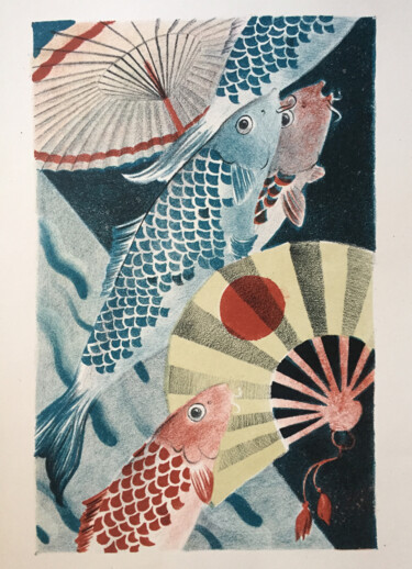 Printmaking titled "Japanese motives" by Margarita Suliaeva, Original Artwork, Lithography