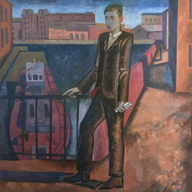 Malerei mit dem Titel "On the distance, He…" von Margarita Suliaeva, Original-Kunstwerk, Tempera